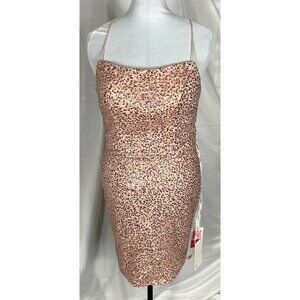 PromGirl Sequin dress, Rose Pink, Laceup Back, Size 14, NWT